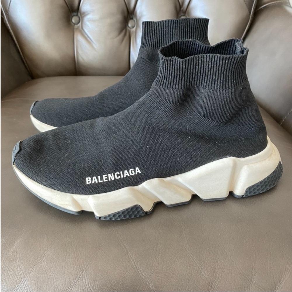 Balenciaga 2.0 Black and White Speed Sock Sneakers Size 39 l US 9 - Picture 9 of 15